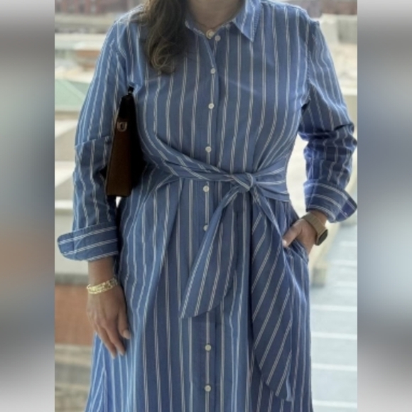 Universal Thread Blue Pin Striped Long Sleeve Dress 4x - Picture 1 of 10
